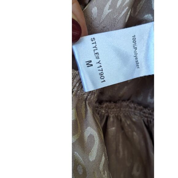 DO+BE Satin Animal Print Cheetah Peplum Balloon Sleeves Y2K Top Blouse M - Picture 6 of 10